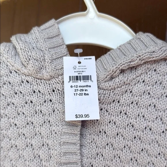 Gap NWT Gray Knit Baby Sweater with Llama Hood - Picture 3 of 4